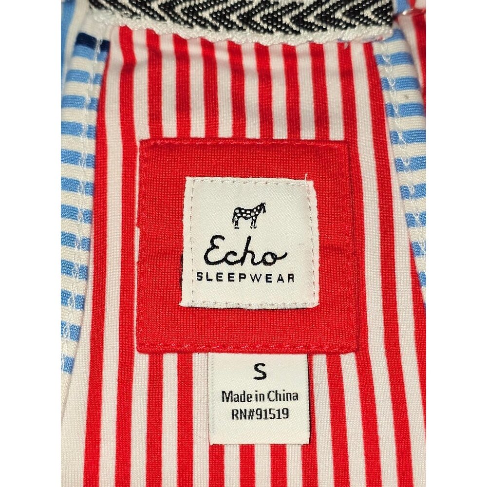 Echo Sleepwear Women's Striped Red & Blue Sleeveless Pajama Set Size Small 2279 - Picture 7 of 10